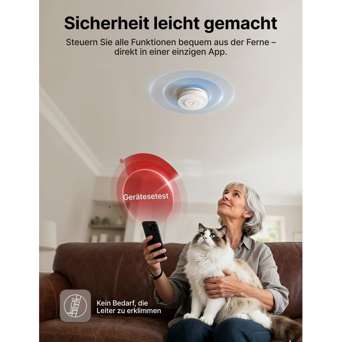 X-Sense Детектор диму з Wi-Fi, 10 років роботи батареї та базовою станцією SBS50 (6 шт.), фотоелектричний, бездротовий, SD19-MN61, білий