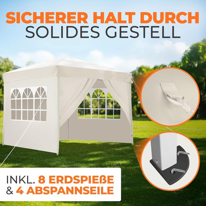 Павільйон Kronenburg розкладний, 3x3 м, водонепроникний, UV захист 50+, Champagner, з 4 боковими панелями