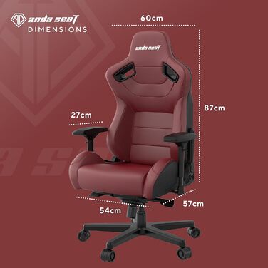 Крісло ігрове Anda Seat Kaiser 2 XL Leder – ергономічне, з підлокітниками 4D, підголовником та поперековою підтримкою (каштанове)