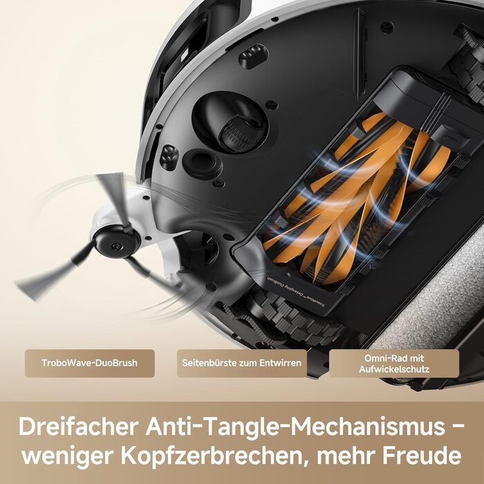 Робот-пилосос Mova V50 Ultra з функцією миття підлоги, 24000 Па, подолання перешкод 6 см, навігація Liftable Navigation+RGB AI+LED, 80°C гаряча вода, 63°C самостійна сушка, DuoSolution System, щітка Tricut (Z60 Ultra Standalone)