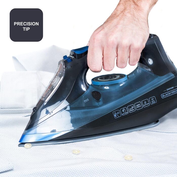 Праска Black+Decker BXIR2606E: 2600W, керамічна підошва, 150 г/хв, антикальк, вертикальне прасування