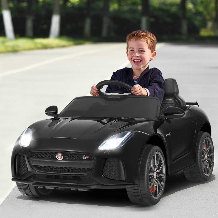 Дитячий електромобіль Jaguar COSTWAY 12V з пультом, музикою та підсвічуванням, чорний, для дітей від 3 років