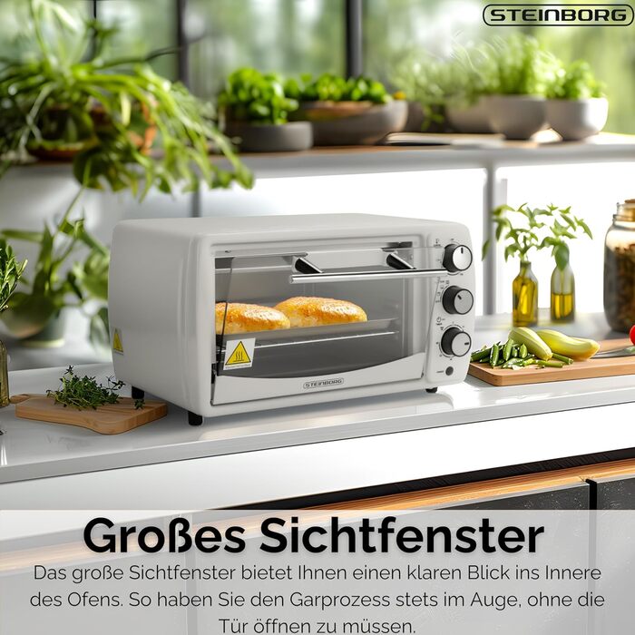 Міні-піч 13 літрів, 1200 Вт, піч для піци, 65°-230°C, таймер, піддон для крихт, міні-піч