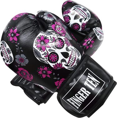 Боксерські рукавички жіночі для дорослих 8 10 12 14 унцій тренувальні рукавички зі штучної шкіри професійні рукавички для кікбоксингу, спарингу, фітнесу, боксерського бою і боксерського поєдинку для жінок (340 г, Чорний)