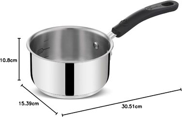 Каструля для супу Lagostina Pratica з довгою ручкою, сіра, 14 см, нержавіюча сталь (індукційна)