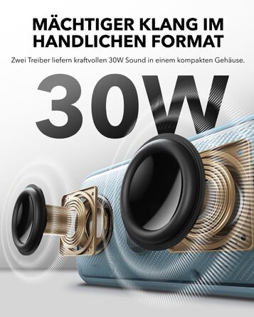 Soundcore Motion 300: Bluetooth-динамік з BassUp, SmartTune, 30W, 13 годин, IPX7, для саду, кемпінгу та піших прогулянок (блакитний)