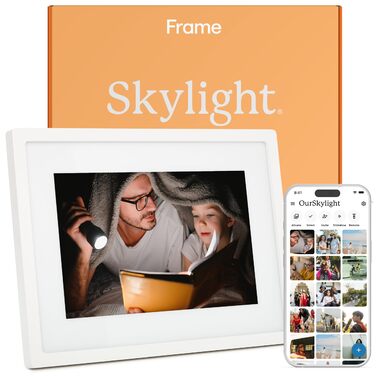 Цифровий рамка для фото Skylight Frame 15 дюймів з Wi-Fi, сенсорний екран, відправка фото по електронній пошті/додатку, хмарне сховище - чудовий подарунок (25,4 см, класичний білий)