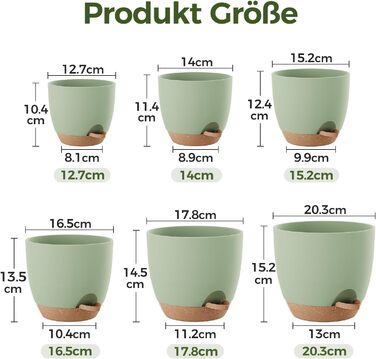 Набір горщиків для квітів Bamworld 6 шт. з автополивом, 12.7-20.3 см, з підставкою, для кімнатних рослин та розсади