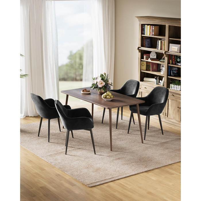 Крісло Eluchang для їдальні та кухні: зручне, з підлокітниками, оксамит, набір 4 шт., до 120 кг