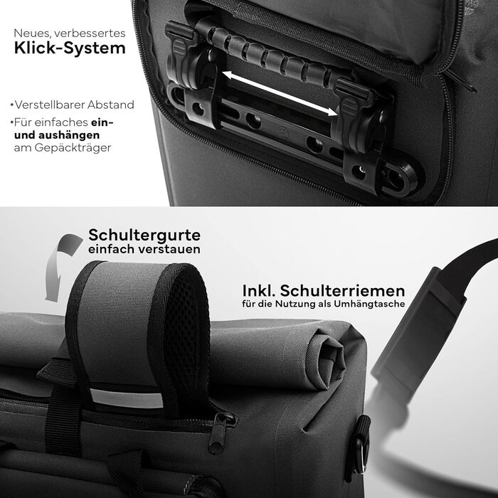 Кофр для багажника - Сумка-переноска 3в1 Сумка-носій Рюкзак Сумка через плече - 100 водонепроникна та не містить ПВХ - зі знімною сумкою для ноутбука (Чорна)