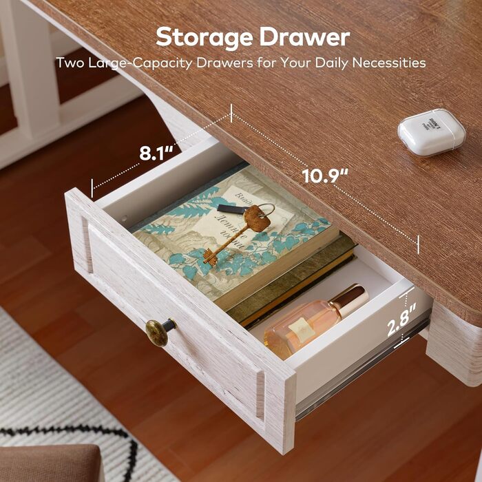 FEZIBO Стол стоячий електричний, регульований, з 2 шухлядами, 140 x 60 см, дерево (світле дерево), білий каркас (2 шт.)