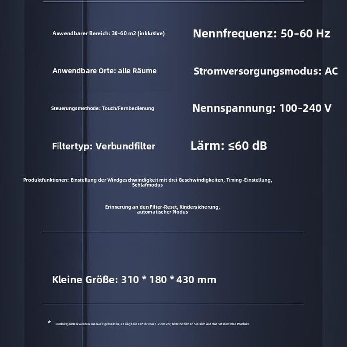 Розумний очищувач повітря Oryzom Smart Luftreiniger V1 Pro з HEPA-фільтром та датчиком PM2.5, керування через додаток та голосовий помічник (білий)