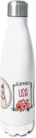 Ізольована пляшка для пиття, дитяча термос з нержавіючої сталі для школи, спорту, персоналізована подарункова пляшка для води (рамка для фотографій із зображенням бульдога, 500 мл)