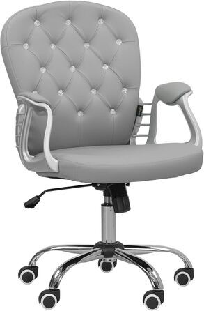 Крісло для дому та офісу Vinsetto: регульоване, поворотне, до 120 кг, штучна шкіра, білий (світло-сірий)