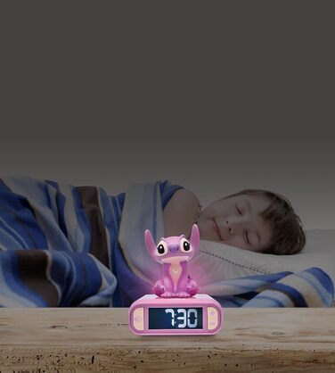 Дитячий ліхтарик-годинник Disney Stitch Angel RL800D1, рожевий - будильник з мелодіями та підсвічуванням LCD