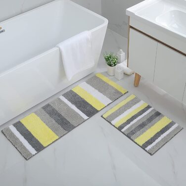 Набір килимків для ванної кімнати Homaxy (2 шт.) з мікрофібри, швидковисихаючі, м'які, з високим ворсом, 40x60 см + 50x80 см, зелено-сірий