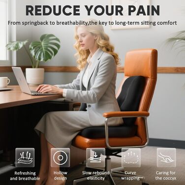 Ортопедична подушка для сидіння та підтримки попереку, ергономічна подушка з піною з пам'яті для інвалідного візка, автокрісла та офісного крісла, для зняття навантаження, полегшення болю, підтримки попереку та стегна при тривалому сидінні