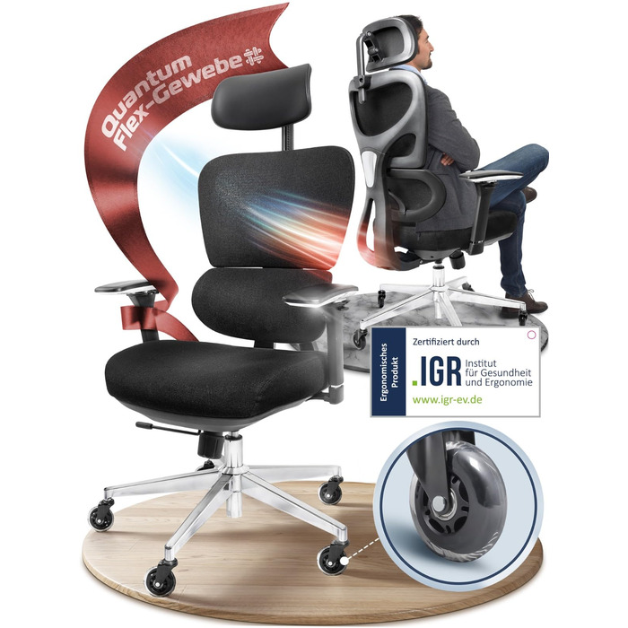 Офісний стілець CleverSeat Ergonomisch - регульований, для дому та геймінгу, до 150 кг