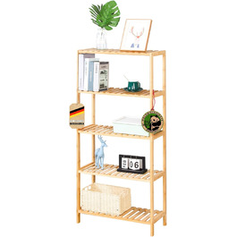 Стильне дерев'яне стелаж Floordirekt Bambus Regal для ванної, спальні, вітальні (60 x 26 x 130 см)