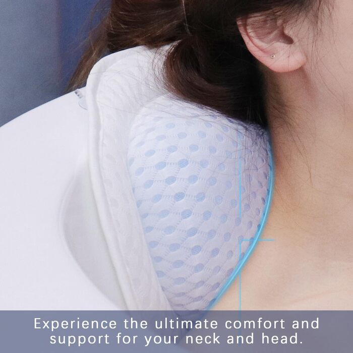 Подушка для ванни Roslim – підголовник з ергономічним TPE, підтримка шиї та спини з міцними присосками та гачками, білий, середній