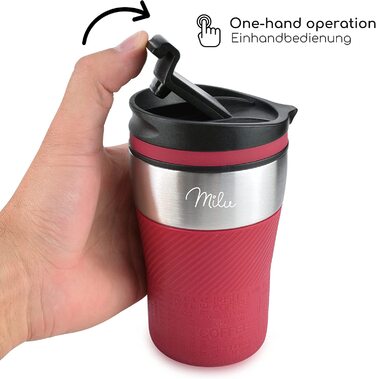 Термальна кружка Milu ізольована кружка кавова кружка to go-100 герметична-чашка для пиття з нержавіючої сталі-Автомобільна кружка з подвійними стінками ізоляція-Термальна кружка-Дорожня кружка(210 мл, Червона)
