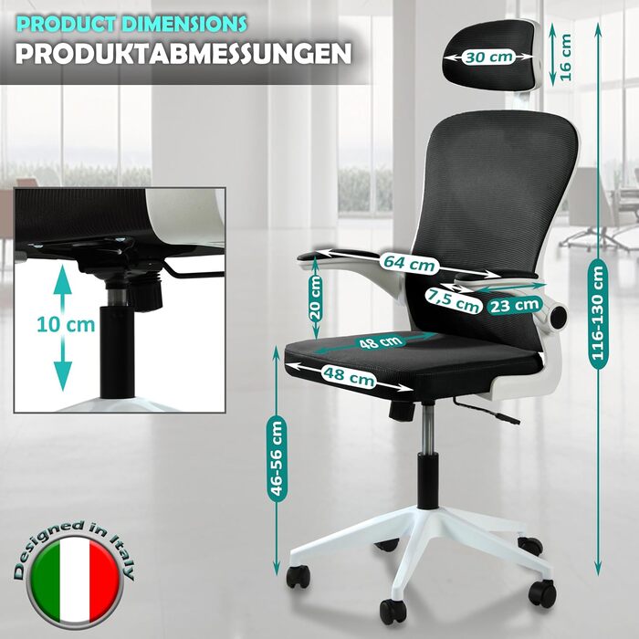 Офісне крісло Sesto Senso чорного кольору, ергономічне з підтримкою попереку та відкидними підлокітниками, крісло для керівника, регульована підголовник, чорний