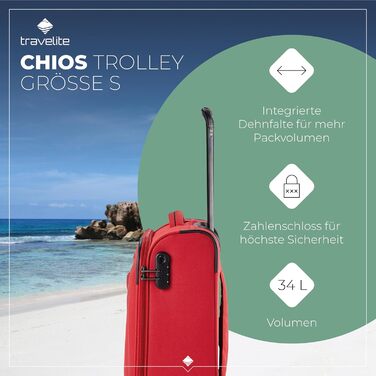 Набір валіз Travelite Chios: L/M/S, м'яка оболонка, ручна поклажа, червоний колір