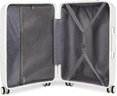 Валіза-тележка KONO, велика, легка, з жорстким корпусом, TSA-замок, 4 колеса (біла, XL)