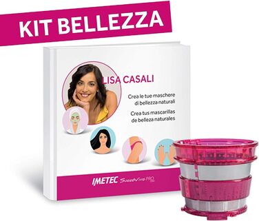 Професійний холодний соковитискач Imetec Succovivo Pro 2000 з повільною пресою, 48 обертів/хв, 2 фільтри, аксесуари для граніти та сорбеті, набір для косметичних масок, чорний