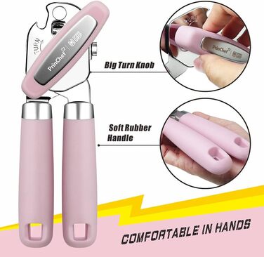 Ручний відкривач для консерв PrinChef з потужним магнітом (рожевий)