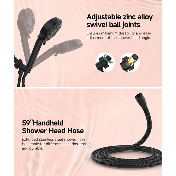 Фільтр для душу SunCleanse з ручним душем, 9 режимів, знімний, для жорсткої води, чорний матовий