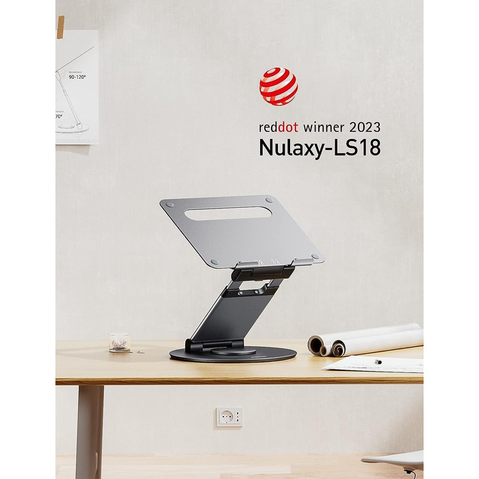 Підставка для ноутбука NULAXY з регулюванням висоти та поворотним підставою, сіра (A-Grey)