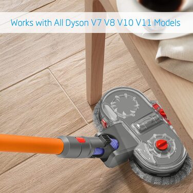 Електрична насадка для миття підлоги MoPei з резервуаром для води для пилососа Dyson V15 V11 V10 V8 V7, включаючи 3 комплекти насадок для миття підлоги, сірого кольору