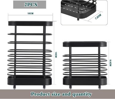 Тримач для посуду з нержавіючої сталі, сушарка для столових приборів, органайзер для раковини, чорний, L і S, 2 шт.