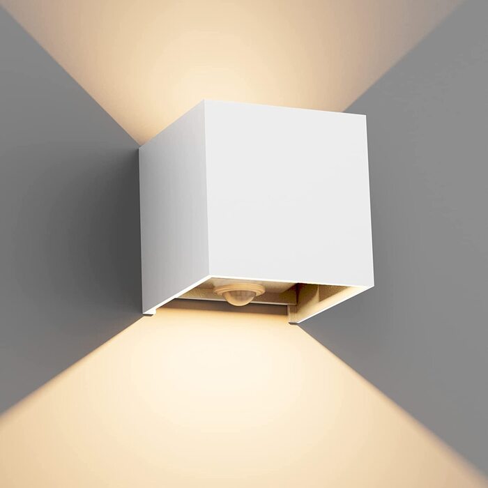 Klighten Настінний світильник з датчиком руху, 12W, IP65, 3000K, тепле біле світло, для вулиці/інтер'єру, регульований світловий потік