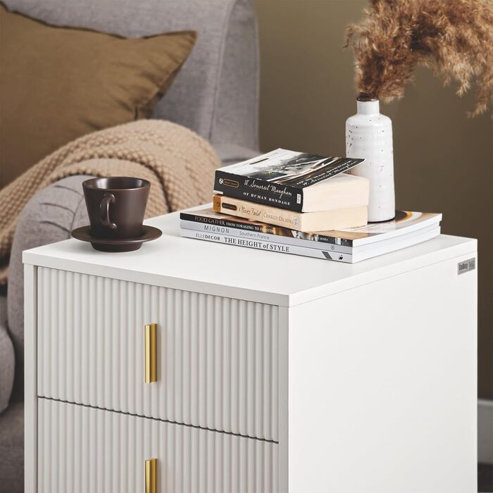 Приліжкові тумбочки SoBuy FBT115-W (білі), 2 шт., з 3 висувними ящиками, 40x40x47 см