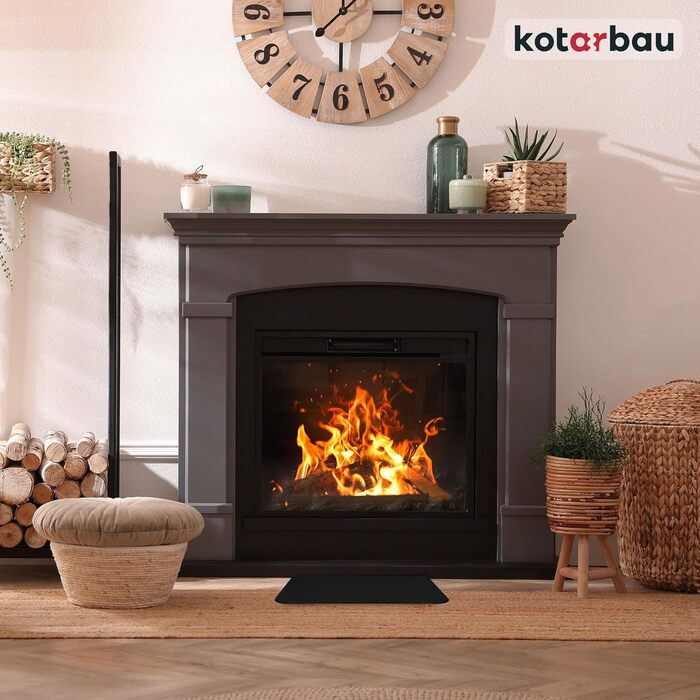 Підставка під камін KOTARBAU® з порошкового покриття, сталь, 30 x 50 см (Чорний)