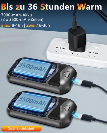 Електричні грілки для рук DDKJ, 2 шт., 7000mAh, магнітні, з 3 рівнями нагріву до 55°C, для дітей, чоловіків та жінок (чорні)