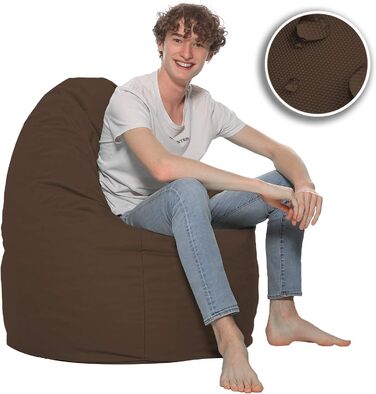 Подушка для підлоги Beanbag XXL для дорослих і дітей - підходить для ігор або відпочинку - в приміщенні та на вулиці, оскільки вона водонепроникна - з намистинами EPS, колір коричневий, розмір XL