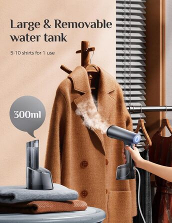 Портативний відпарювач для одягу Mioduro: швидке нагрівання, 1400 Вт, великий резервуар 300 мл