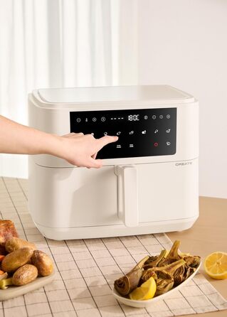 Фритюрниця повітряна 4.2L з паром, 6 програм, 1300W (10L Dual, кремовий)