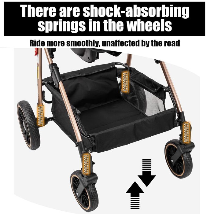 Дитяча коляска 3 в 1, комбінована коляска 3 в 1 Комплект з двома обертаними ручками, коляска з функцією складання в один клік, алюмінієвий каркас (588 Black) (3 в 1 V8 BLACK, 3 в 1-V8 Модель)