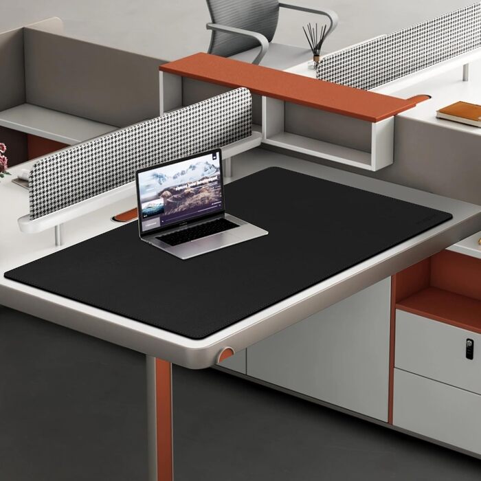 Килимок для столу MAIDERN XXL 100x60 см — двосторонній підкладник зі шкіри та корка, водонепроникний килимок для миші для офісу, дому та геймінгу, чорний