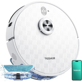 Робот-пилосос Tesvor S8 Pro з функцією миття - 8000Pa, LiDAR-навігація, 240 хв роботи, керування через додаток/Alexa, для прибирання шерсті тварин, килимів та твердих підлог