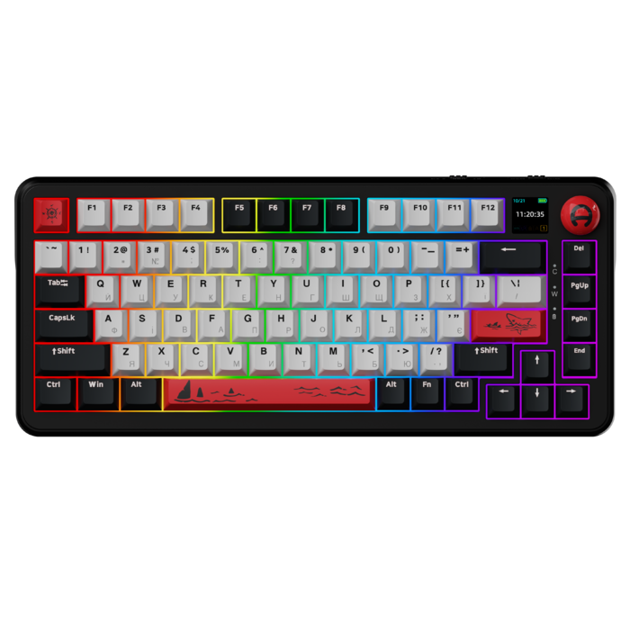 Бездротова механічна клавіатура Ajazz AK820 MAX Avocado Switch Black RGB (AK820MAX-AS-BG)