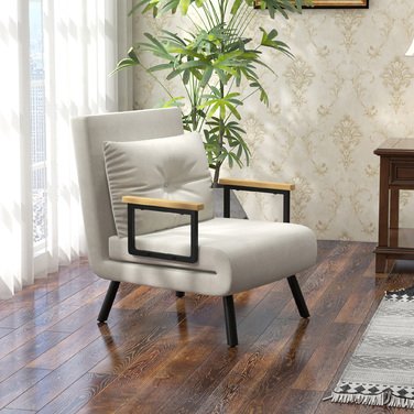 Крісло-релакс у скандинавському стилі, крісло для відпочинку, крісло для читання. В комплекті подушка з ґудзиковою обтяжкою, кремово-білого кольору.