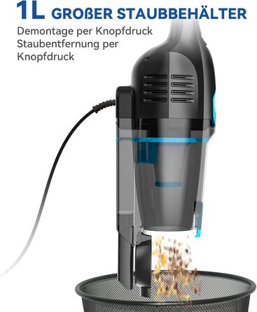 Пилголом Stick, кабель, ручний 20Kpa 600W, 3 в 1, без мішка, 5м, для тварин, килимів, твердих підлог