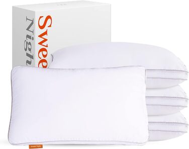 Набір фіксованих подушок Sweetnight з 2,Розкішна готельна подушка Comfort Pillow Набір з 2,Allegiker Pillow М'яка дихаюча подушка для сну біля ліжка 48 x 74 см, SN-UP002-S-2-XJ, біла (4 шт. (), 4 шт. и)