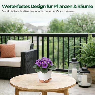 Набір з 4 самополивних горщиків для квітів T4U з індикатором рівня води, легкий у догляді, великий розмір (15 см, білий)