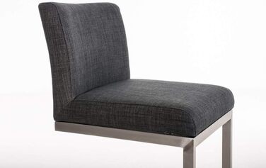 Барний стілець Paros з нержавіючої сталі, тканинне сидіння, з підлокітниками та підставкою для ніг, темно-сірий